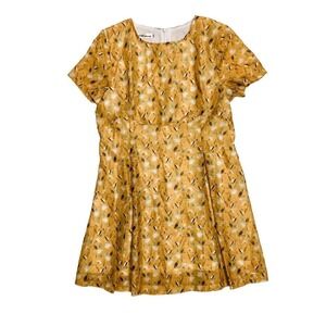 SSXR Imported Fit & Flare Birds Yellow Gold Mini Dress Size XXXL (14)
